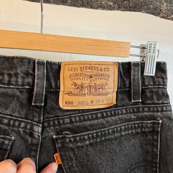 550 Levi's Vintage 90s Black Orange Tab USA Made Relaxed Fit Jeans Size 28 - Picture 7 of 13